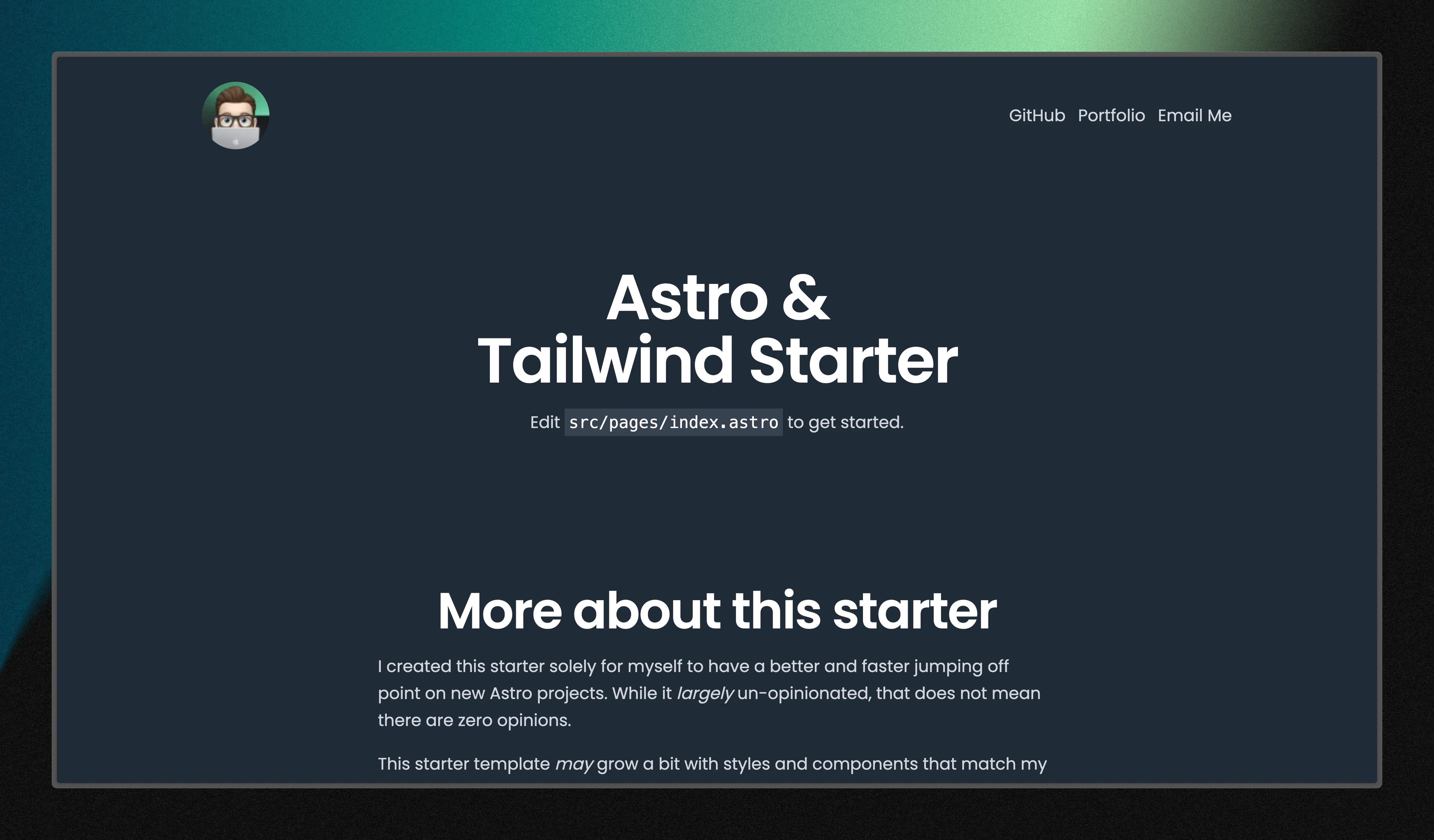 Screenshot of Astro Tailwind Starter
