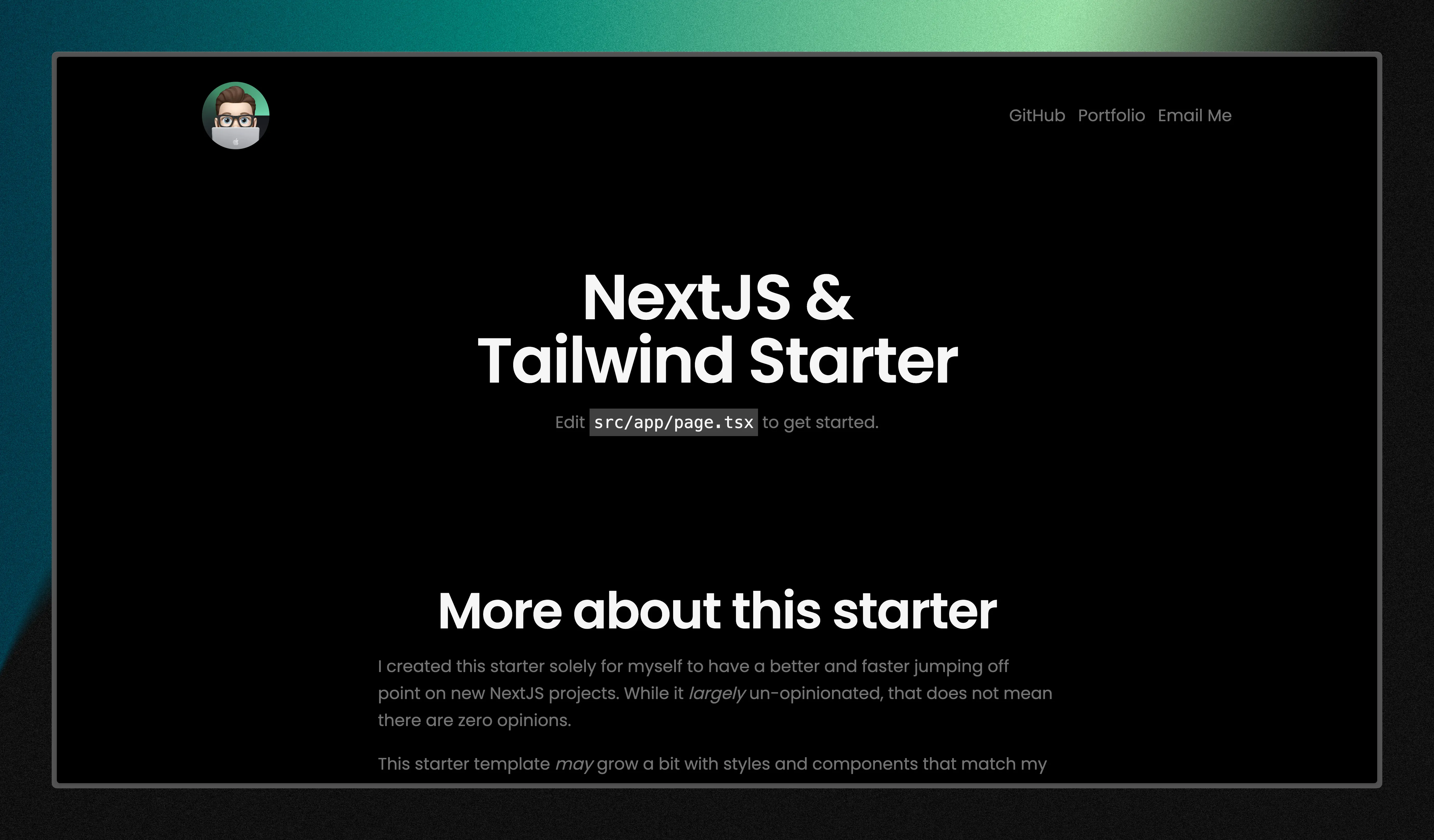 Screenshot of Next Tailwind Starter
